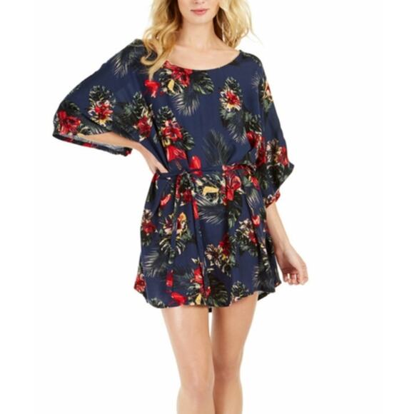 Roxy Women's Swimsuit Tropical Cover Up Navy Blue Floral Size Small NWT - Picture 1 of 6